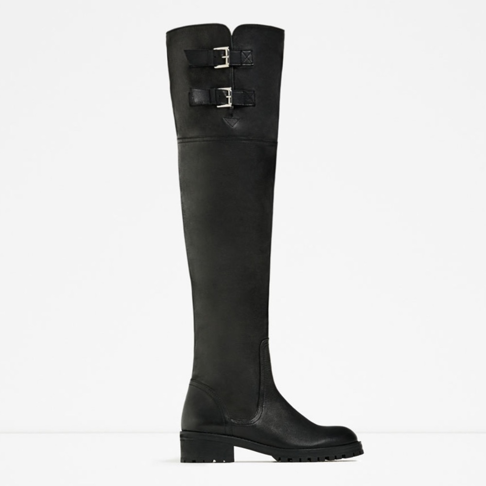 Zara over-the-knee leather boots